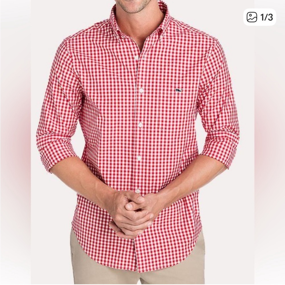 Vineyard Vines Men’s Red Checkered Shirt Georgia Bulldogs Sz Sm